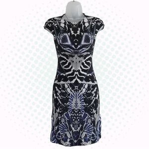 McQ Alexander McQueen Black White & Blue Butterfly Bodycon Mini Dress Size XS